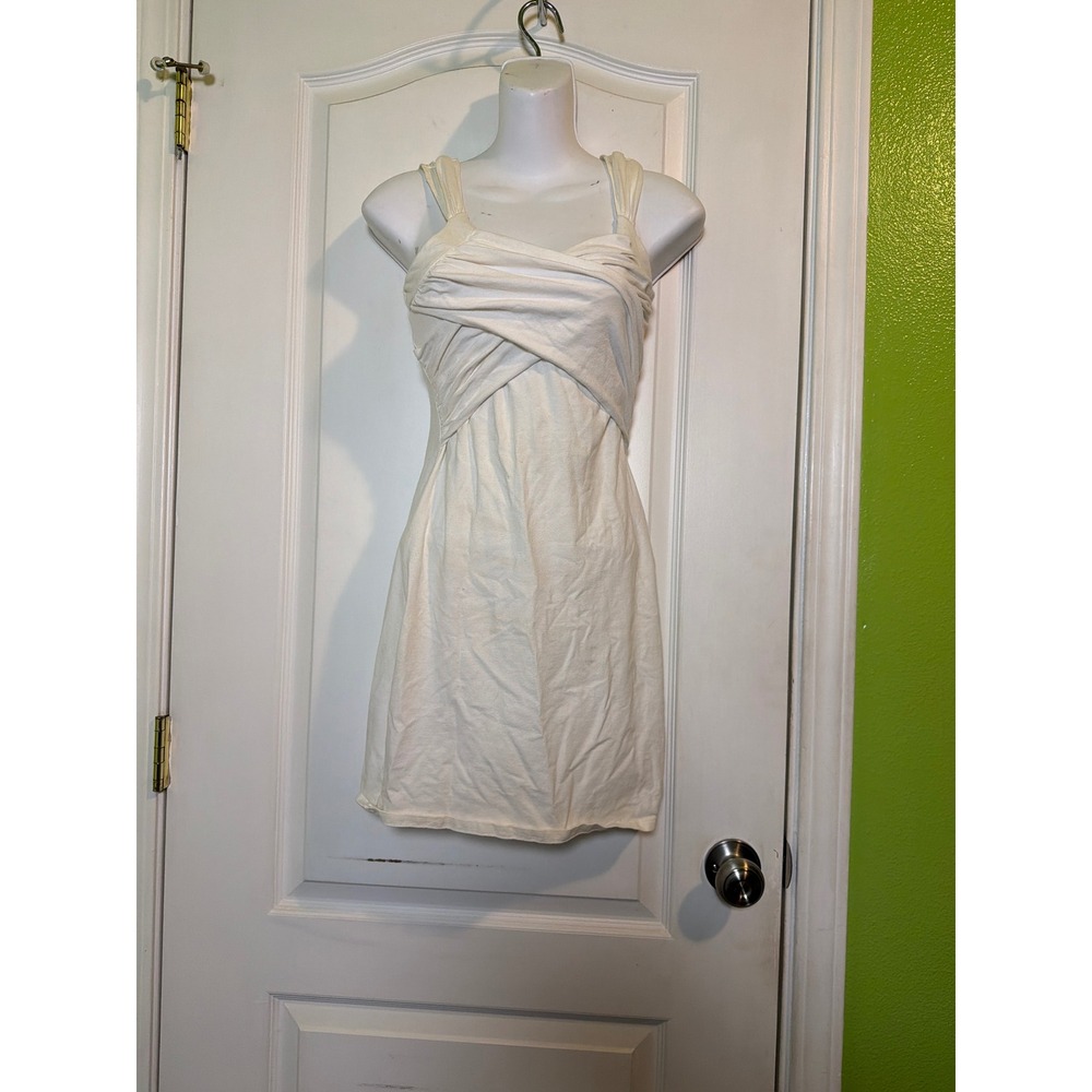 Victorias Secret Bra Tops Ivory Ruched Wrap Mini Dress XS Cream Cotton Blend